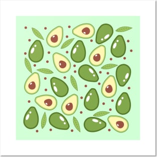 Cute tropical fruit avocado pattern Posters and Art